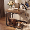 Tribesigns C Shaped Modern End Table for Coach with Metal Frame by Tribesigns