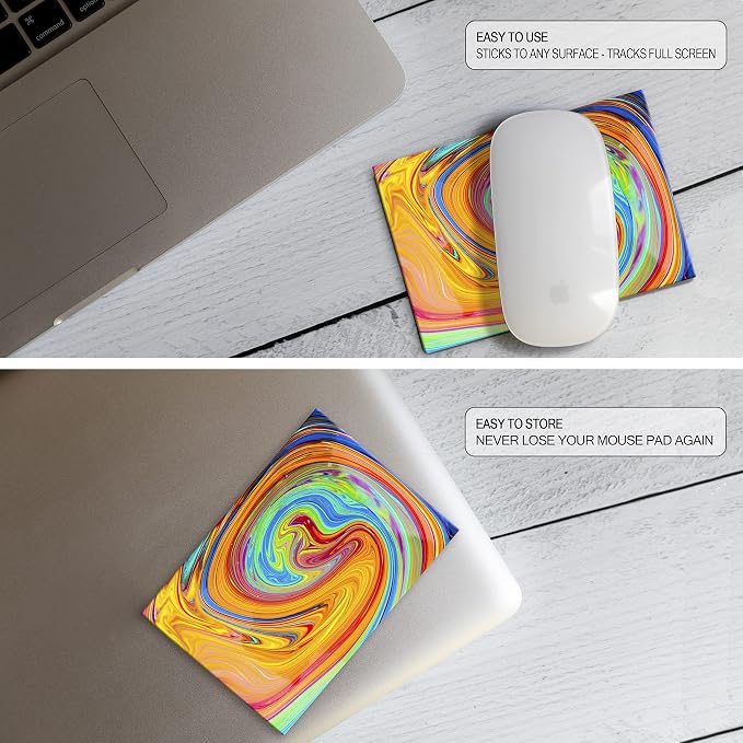Mouse Pad Adhesive Bottom - Sticks to Any Surface - Portable - Webcam Covers and Screen Cleaner Included (Color Swirl) - Image 6