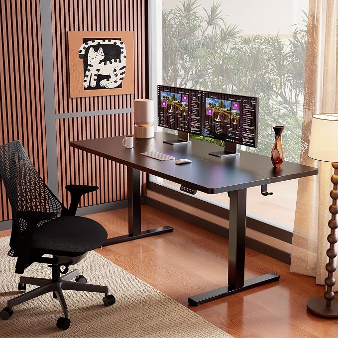 ErGear Height Adjustable Electric Standing Desk, 71 x 30 Inches Sit Stand up Desk, Memory Computer Home Office Desk, Black - Image 2