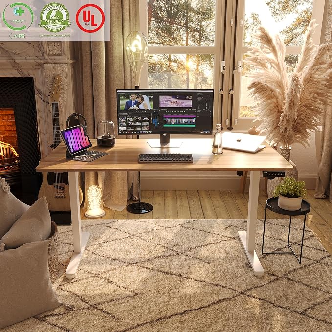 Monomi Electric Standing Desk 55"x24"Height Adjustable Sit Stand Desk | Ergonomic Home Office Computer Desk,Gaming Writing Workstation,Rising Desk with Memory Controller and Anti-Collision,Natural - Image 6