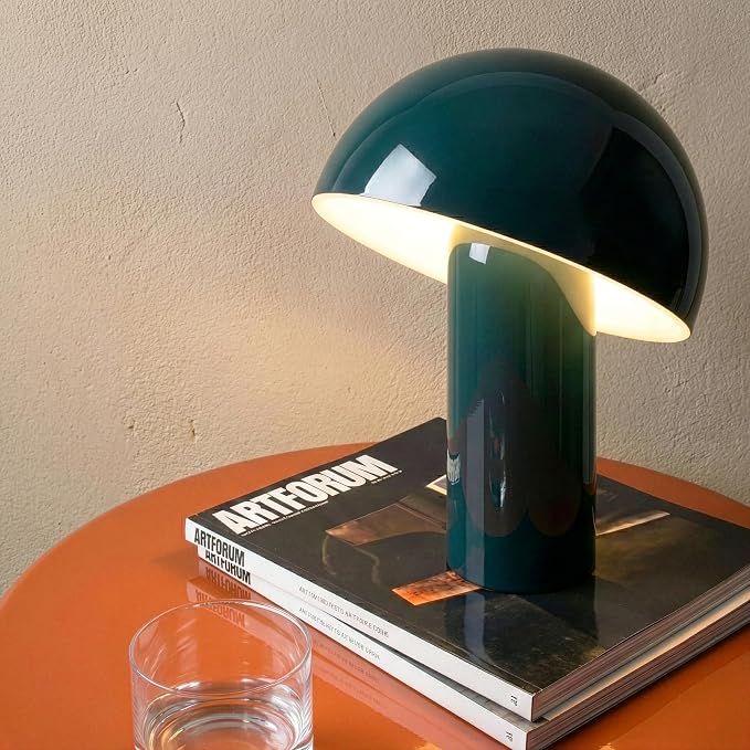 Brightech Celia Small Table Lamp – 10" Touch-Controlled Mushroom Desk Lamp, Cordless & Dimmable LED, Portable Bedside Night Light, Sustainable Light, Recycled Modern Patio Lamp for Home Décor – Teal - Image 5