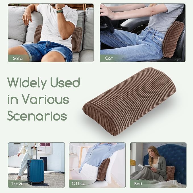 HIGOGOGO Lumbar Support Pillow for Recliner Chair/Accent Chair/Couch, Memory Foam Back Support Cushion for Elderly, Recliner Cushions for Back Rest, Pain Relief, Reading, Washable Cover, Brown - Image 7
