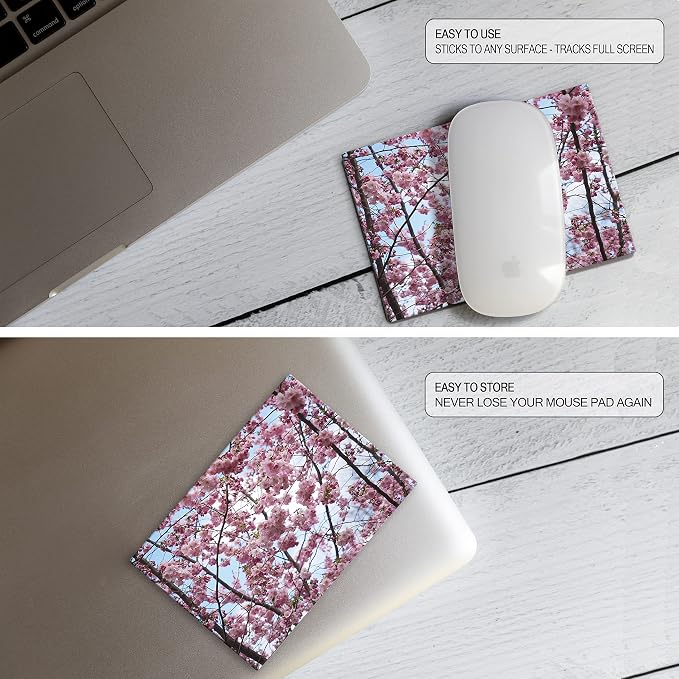 Adhesive Mouse Pad - Peel and Sticks to Any Surface - Travel Mouse Pad, Sticky for Any Surface - Excellent Tracking - Cherry Blossoms - Image 6