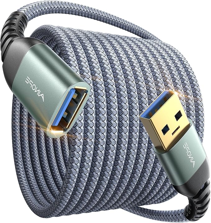 AINOPE USB Extension Cable 10FT USB 3.0 Extender Male to Female Cord Grey | 5Gbps High Data Transfer for Printer Webcam Flash Drive Hard Drive Hub Keyboard Mouse Camera Playstation Xbox and More - Image 9