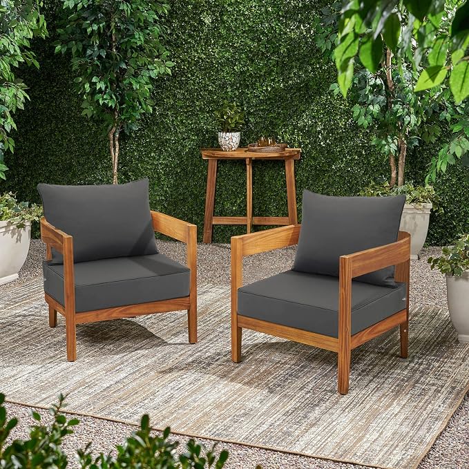 Favoyard Outdoor Patio Seat Cushions Set, 22x22 Inch, Waterproof, Dark Gray | Fade-Resistant, Removable Cover, Deep Seat & Back Cushion, Tie Straps for Patio Furniture, Garden, Rocking Chair, Sofa Couch - Image 6