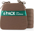 kingphenix Chair Cushions for Dining Chairs, Set of 6, 2.5 Inches Thick | High-Density Foam Kitchen Chair Cushions with Ties, Non-Slip Bottom and Removable Machine-Washable Covers, 17 x 16 in, Brown by kingphenix