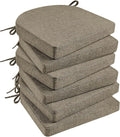 Basic Beyond Chair Cushions for Dining Chairs with Ties and Removable Cover, 2" Thick Seat Cushions for Kitchen Chairs, Set of 6, 17" x 16", Khaki by BasicBeyond