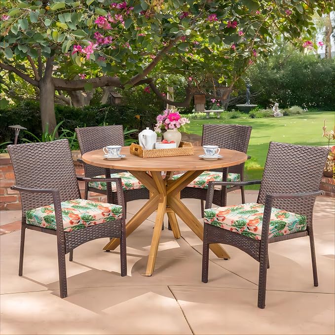 HARBOREST Outdoor Chair Cushions Set of 4, Water Resistant Patio Chair Cushions with Ties, Square Corner Outdoor Seat Cushions for Patio Furniture, 18.5"x16"x3", Flamingo - Image 7