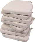AAAAAcessories D-Shaped Chair Cushions, 2" Thick Dining Chair Pads with Ties and Removable, Machine-Washable Cover, 17" x 16", Set of 8, Oatmeal Beige by AAAAAcessories