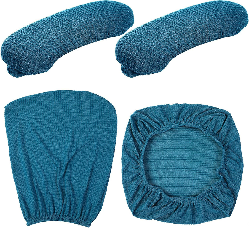 4 Pcs Office Chair Covers Stretchable Armrest Seat,XL,Emerald Green - Image 2