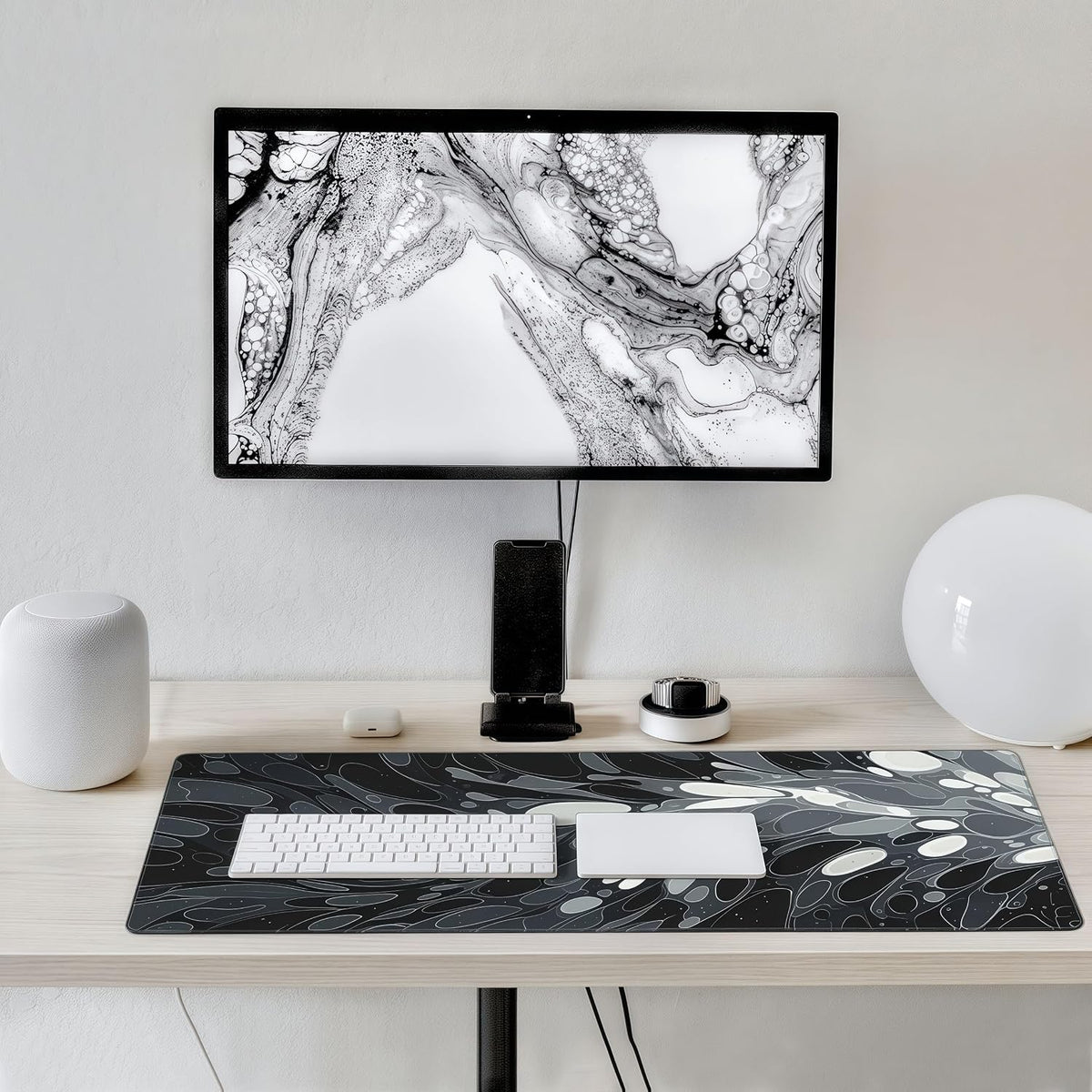 Oversized Desk Mat, Abstract Liquid Art Design, 35.4x15.7 Inches, Washable Mouse Pad, Stitched Edges, Non-Slip Rubber Base, Rectangular - Image 6