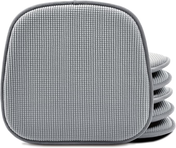 Shinnwa Dining Chair Cushions 6 Pack, Non Slip Indoor Chair Pads, U-Shaped Kitchen Seat Cushions, Set of 6, 15 x 16 Inches, Grey by Shinnwa