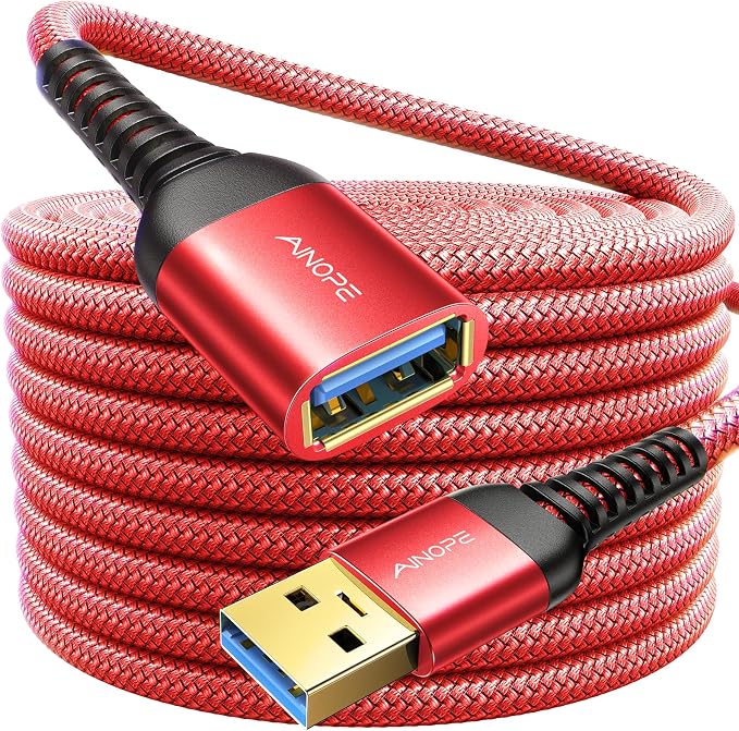 AINOPE USB Extension Cable,USB Extender,USB 3.0 Extension Cable, Male to Female Cord High Data Transfer Compatible with Webcam,Keyboard,Flash Drive,Hard Drive,Printer,10FT,Red by AINOPE10yearsforphoneaccessories