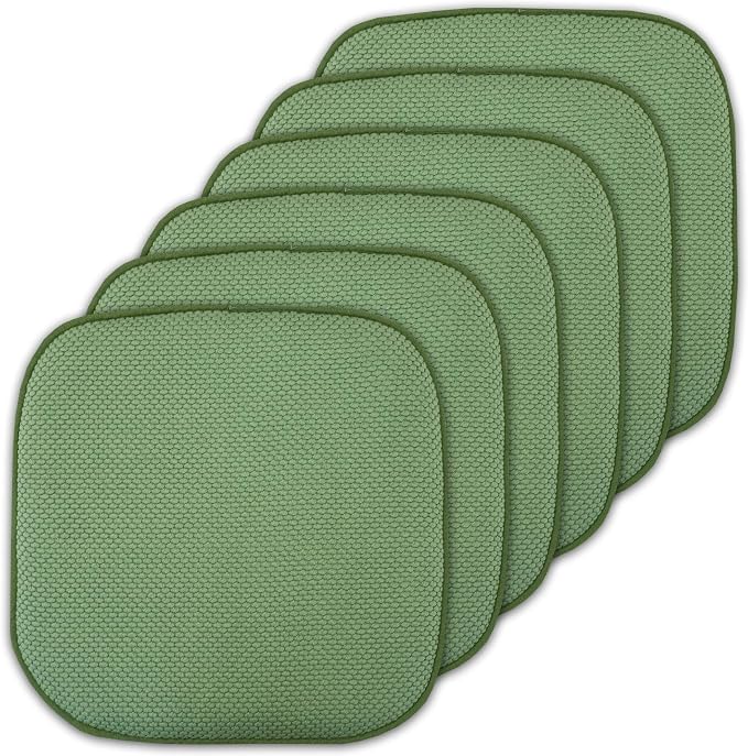 Sweet Home Collection Cushion Memory Foam Chair Pads Honeycomb Nonslip Back Seat Cover 16" x 16", 6 Pack, Green by SweetHomeCollection