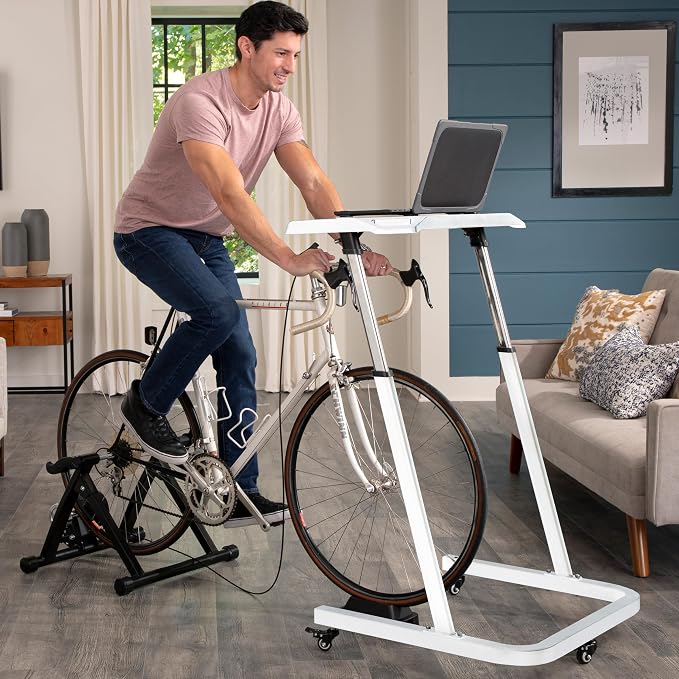 Bike Desk - Rolling Laptop Cart for Stationary Bike or Trainer - Adjustable Standing Desk to Exercise While Working or Watching TV by RAD Cycle - Image 5