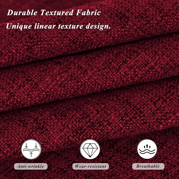 Chair Cushions for Dining Chairs Set of 2, 18"x18"x3", Red | Non-Slip with Ties, Tufted, Faux Linen, Seat Cushions for Dining Room Kitchen Breakfast Nook Indoor Home Office Living Room - Image 4