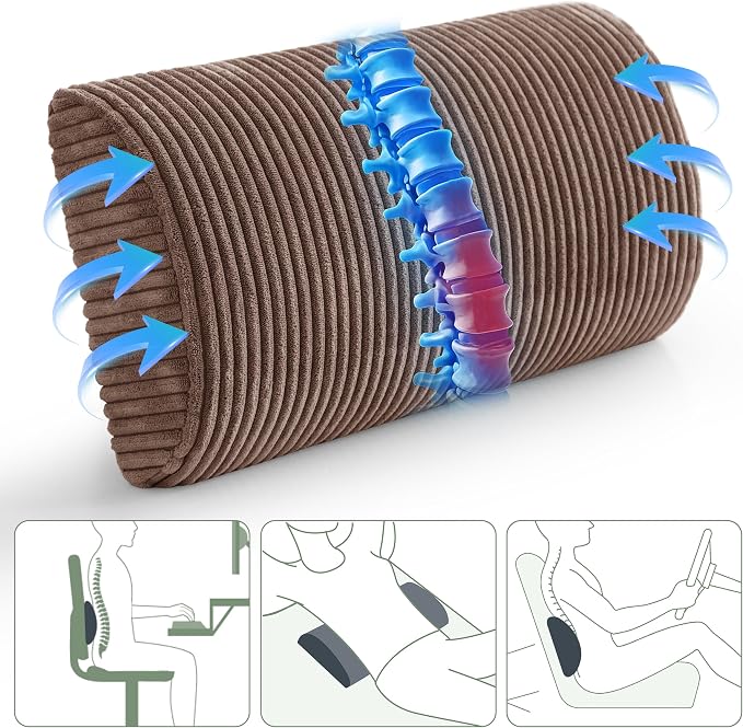 HIGOGOGO Lumbar Support Pillow for Recliner Chair/Accent Chair/Couch, Memory Foam Back Support Cushion for Elderly, Recliner Cushions for Back Rest, Pain Relief, Reading, Washable Cover, Brown - Image 2