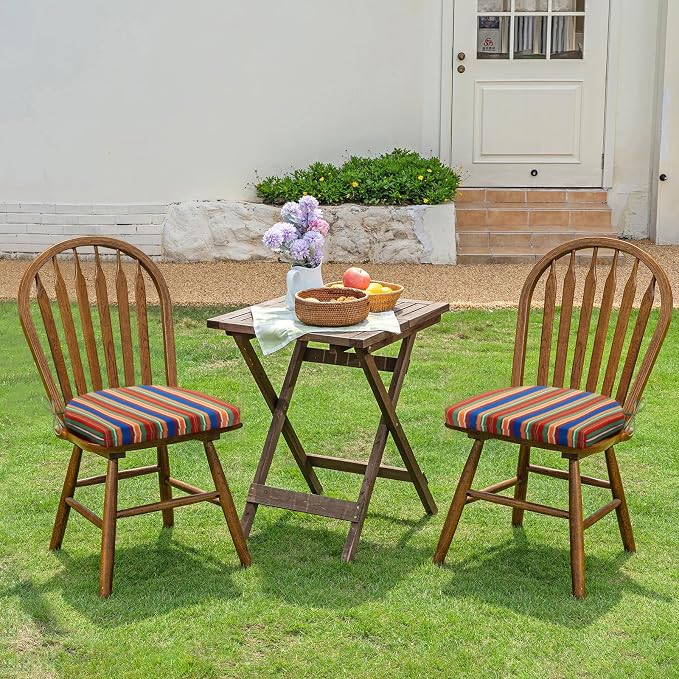 HARBOREST Outdoor Chair Cushions Set of 2, Water Resistant Patio Chair Cushions with Ties, Outdoor Seat Cushions for Patio Furniture, 17"x16"x2", Rainbow Stripes - Image 7