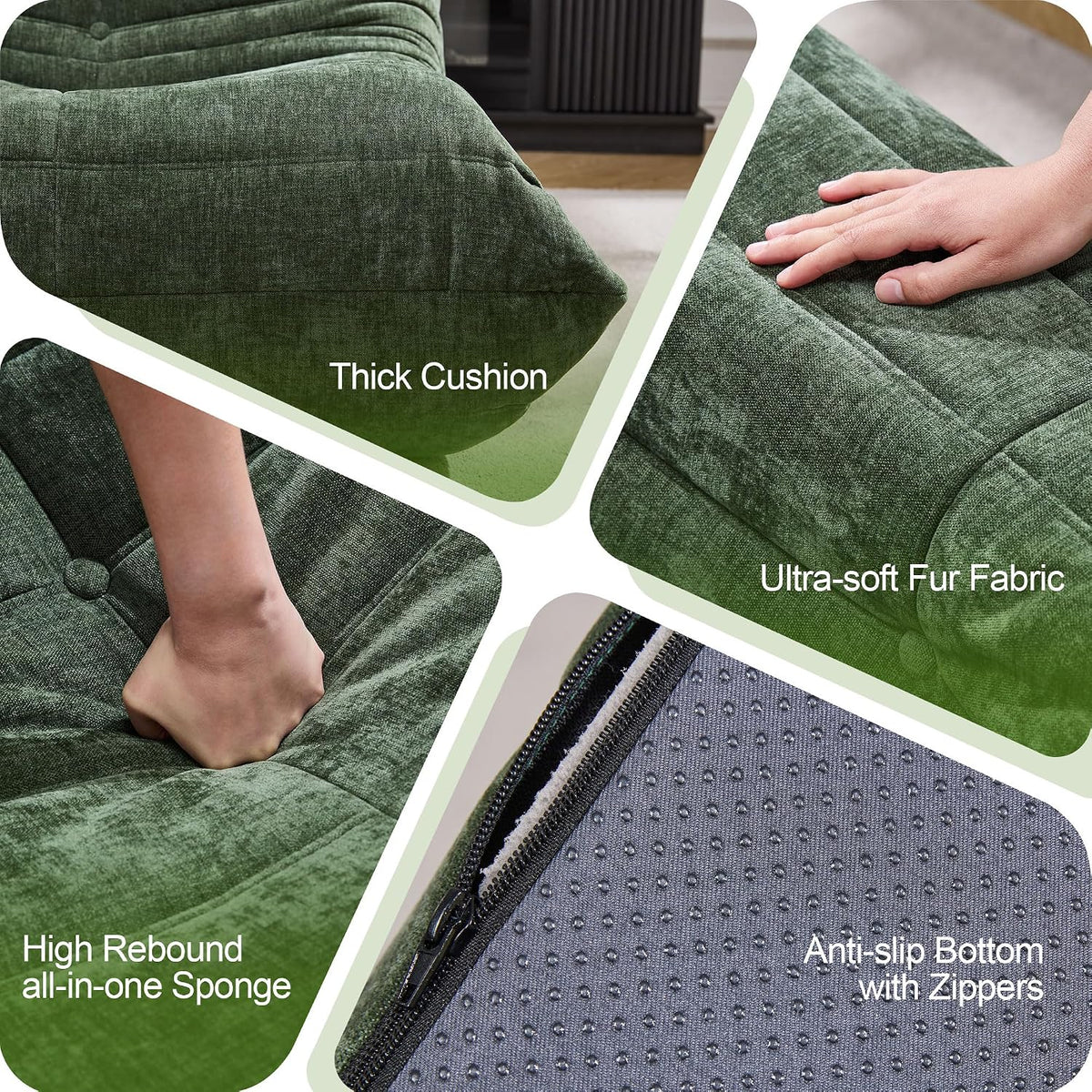Hobestluk Adults Bean Bag Chair Faux Fur BeanBag Couch for Living Room - Image 7