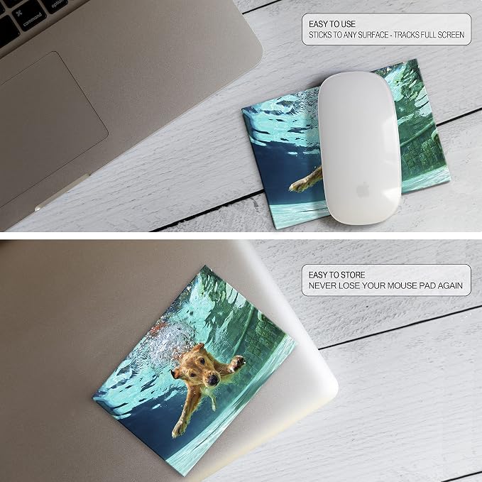 Mouse Pad Adhesive Bottom - Sticks to Any Surface - Portable - Webcam Covers and Screen Cleaner Included (2 Pack - Dog Set) - Image 4