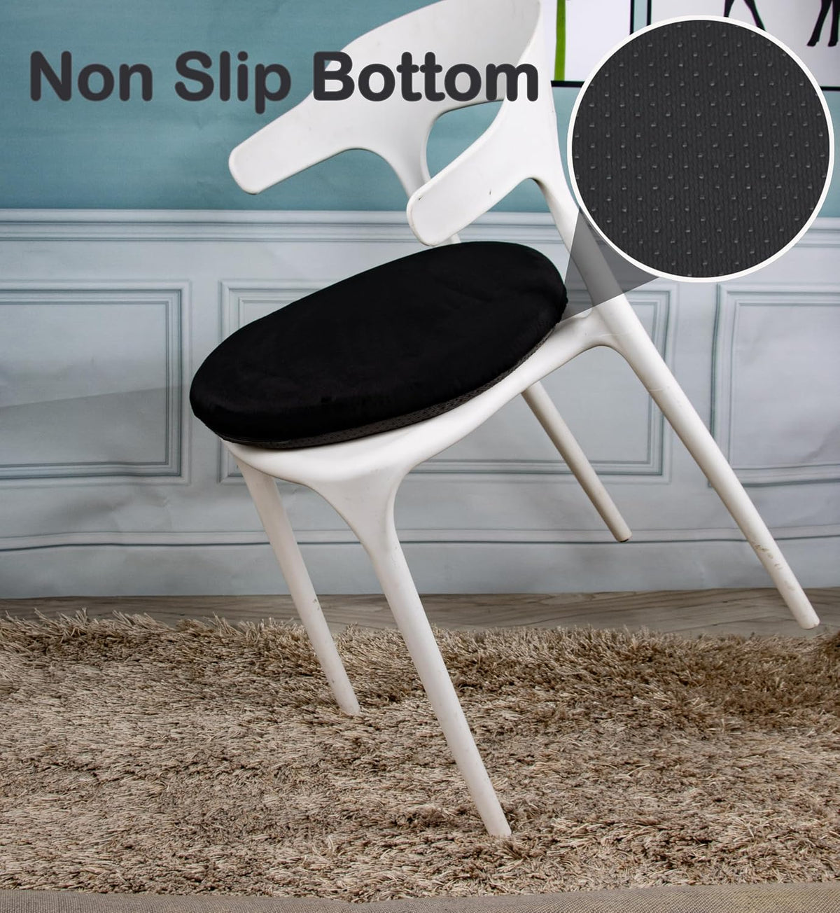 Sigmat Memory Foam Seat Cushion Anti-Slip Round Chair Pad 15 in Black - Image 5