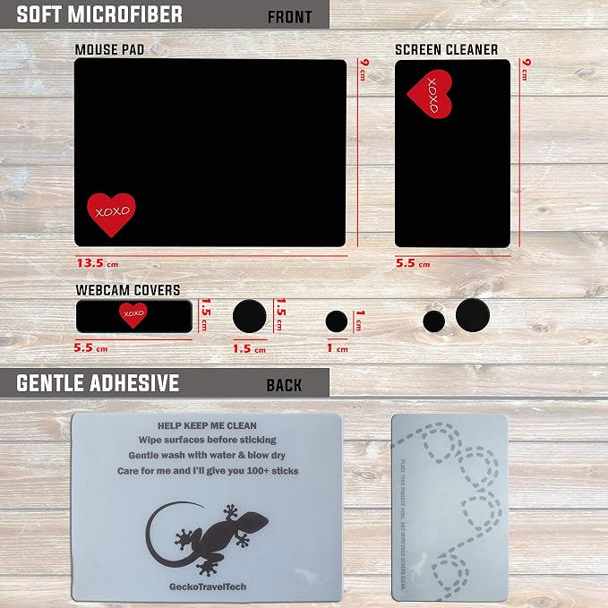 Mouse Pad Adhesive Bottom - Sticks to Any Surface - Portable - Webcam Covers and Screen Cleaner Included (Heart XOXO) - Image 7