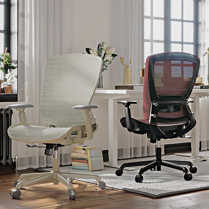 Mesh Office Chair,Ergonomic Computer Desk Chair,Sturdy Task Chair- Adjustable Lumbar Support & Armrests,Tilt Function,Comfort Wide Seat,Swivel Home Office Chair (Grey Frame Grey Mesh) - Image 2