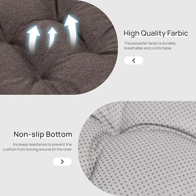 Love's cabin Memory Foam Chair Cushions Set of 4, 15.5 Inch, Coffee | 15.5"x15.5"x3.5", Indoor & Outdoor Chair Seat Pads with Non-slip Bottom and Ties, for Dining, Kitchen, Office and Patio Chair - Image 5
