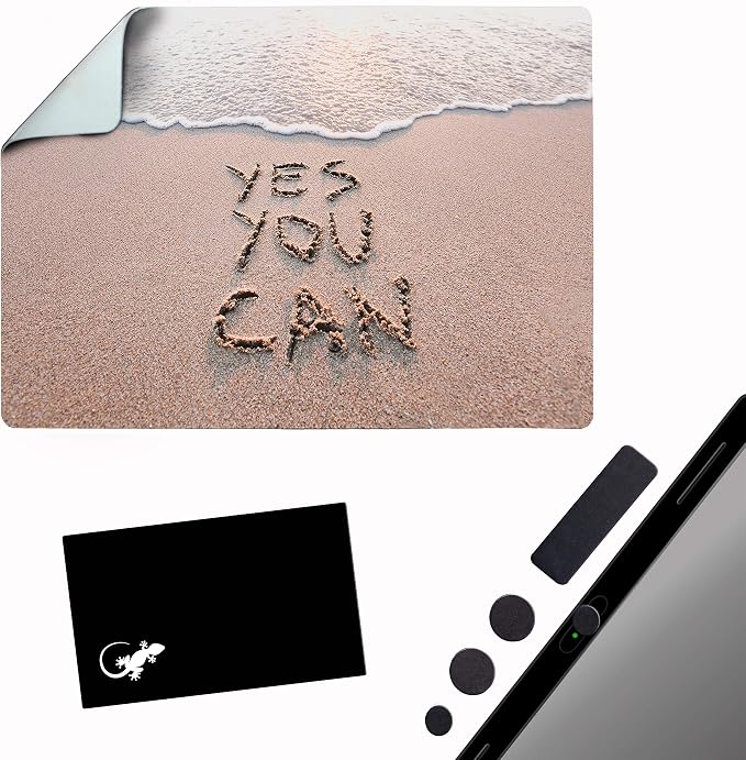 Mouse Pad Adhesive Bottom - Sticks to Any Surface - Portable - Webcam Covers and Screen Cleaner Included (YES You CAN) by GeckoTravelTech