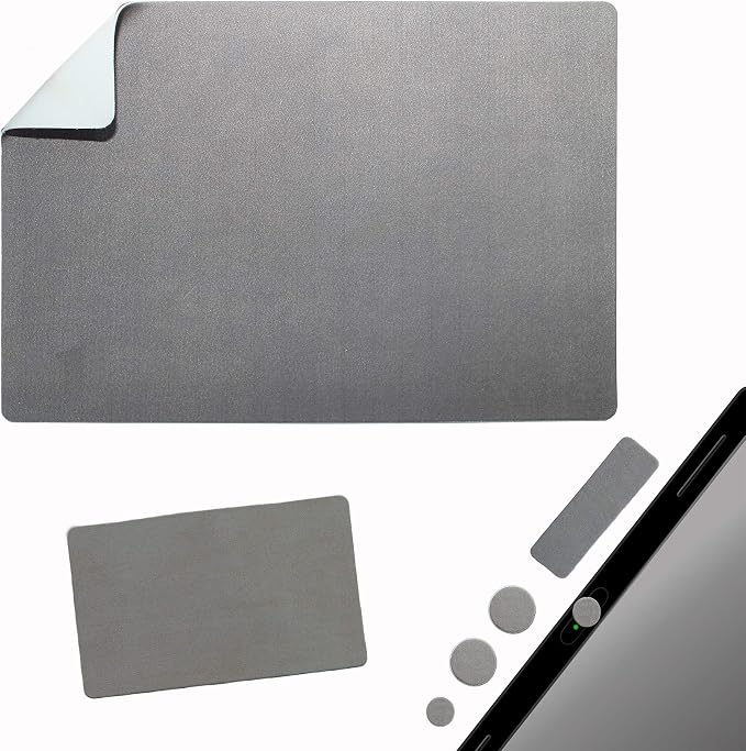 Mouse Pad Adhesive Bottom - Sticks to Any Surface - Portable - Webcam Covers and Screen Cleaner Included (2 Pack -Blank- Gray - Image 7