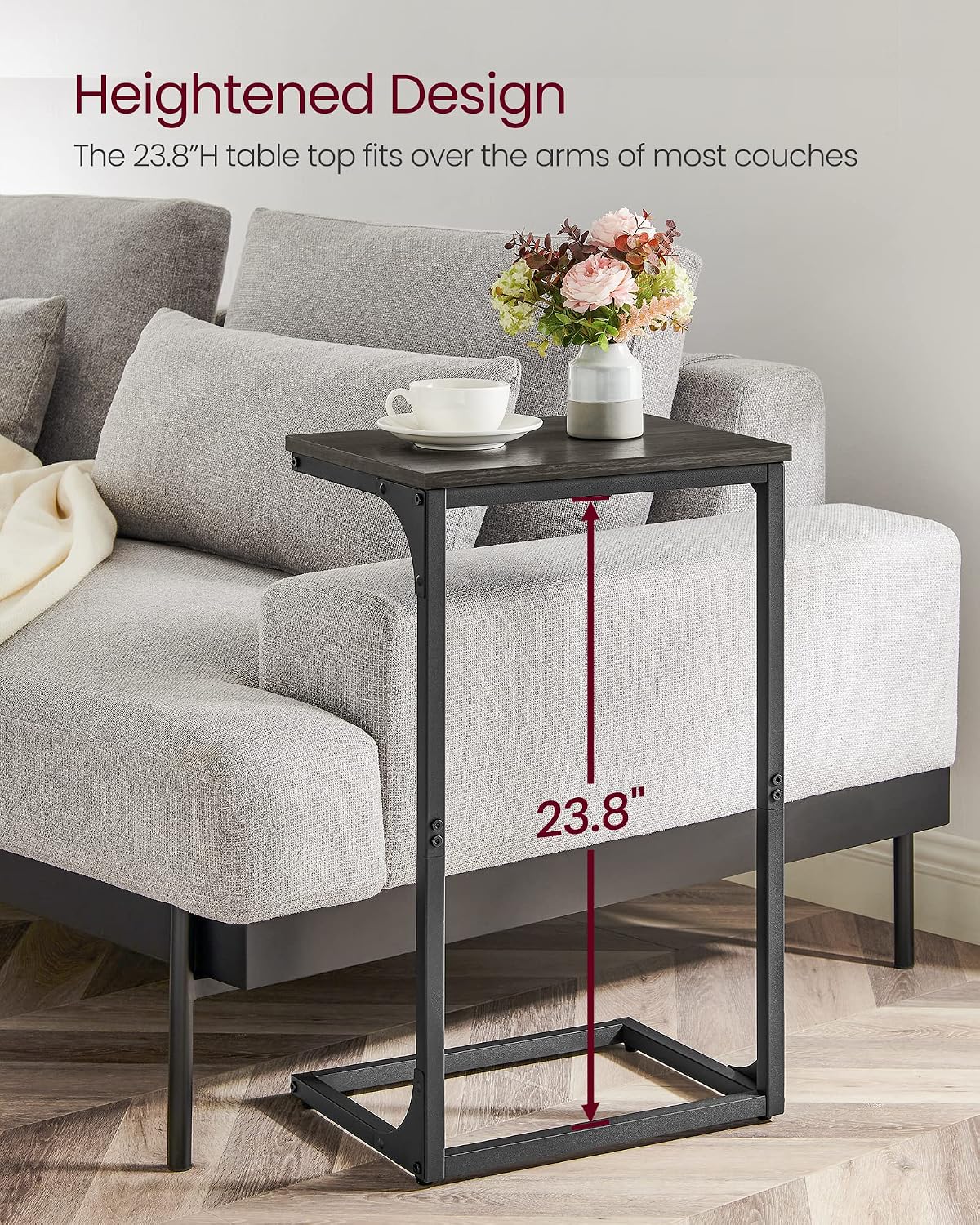 VASAGLE C-Shaped End Table, Set of 2, Couch Side Table with Metal Frame - Image 4