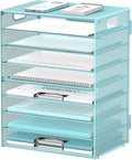 9-Tier Paper Organizer for Desk, Metal Mesh Letter Tray with Handles, Blue | Desk File Organizer with Removable Trays for Sorting Files, Folders, Mail and Printer Paper at Home, School or Office by DALTACK