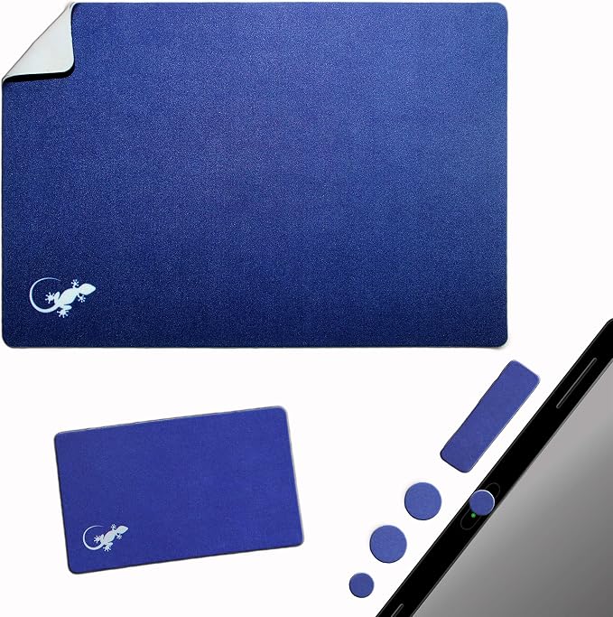 Mouse Pad Adhesive Bottom - Sticks to Any Surface - Portable - Webcam Covers and Screen Cleaner Included (Navy) by GeckoTravelTech