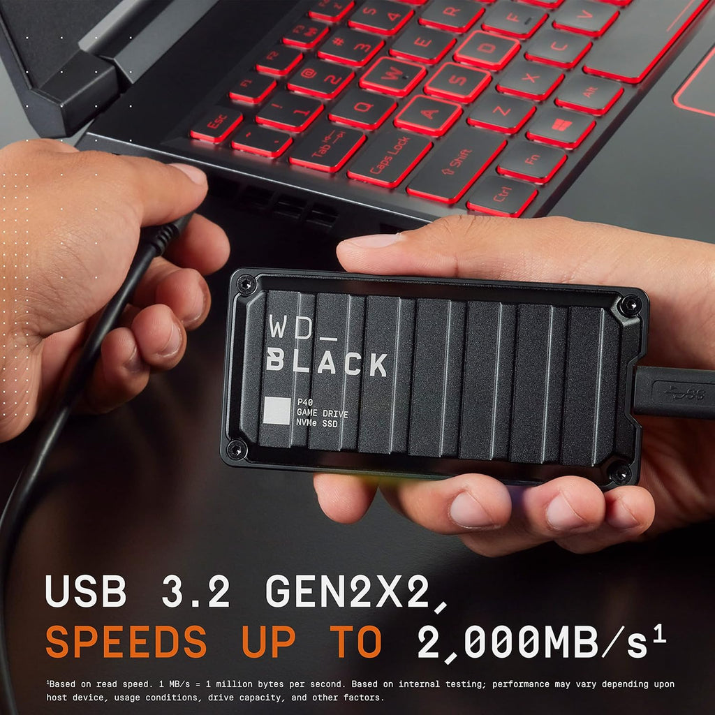 Western Digital 2TB P40 Game Drive SSD - Up to 2,000MB/s, RGB Lighting, Portable External Solid State Drive , Compatible with Playstation, Xbox, PC, & Mac - WDBAWY0020BBK-WESN - Image 4