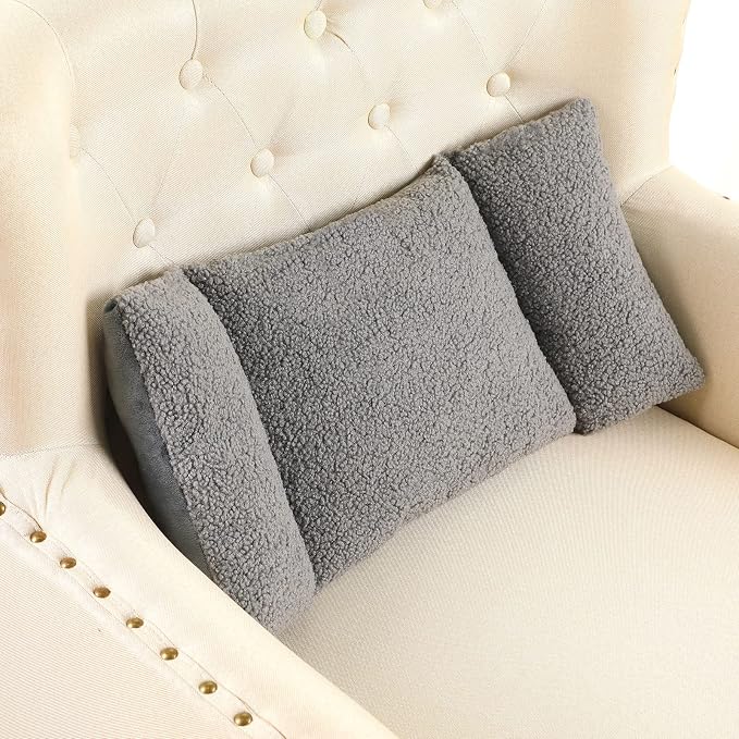Queekay Fleece Lumbar Support Pillow 3 Section Back Pillow Office Chair for Back Support Comfortable Lumbar Cushion for Car Seat Pain Relief Sofa Rest(Gray) by Queekay