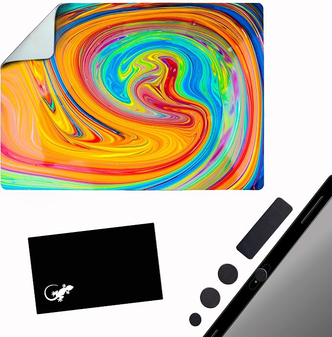 Mouse Pad Adhesive Bottom - Sticks to Any Surface - Portable - Webcam Covers and Screen Cleaner Included (Color Swirl) by GeckoTravelTech