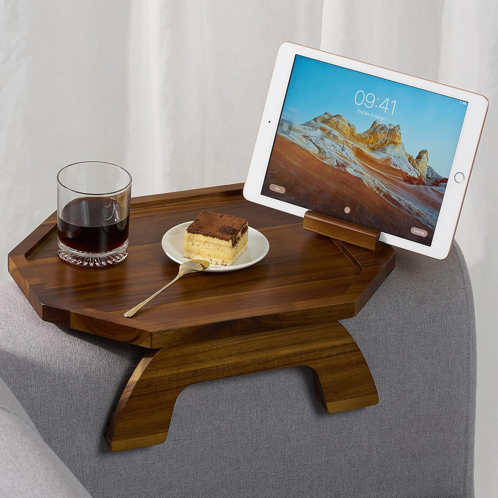 BLUEWEST Octagonal Sofa Arm Tray, Couch Armrest Table, 360° Phone Holder by BLUEWEST