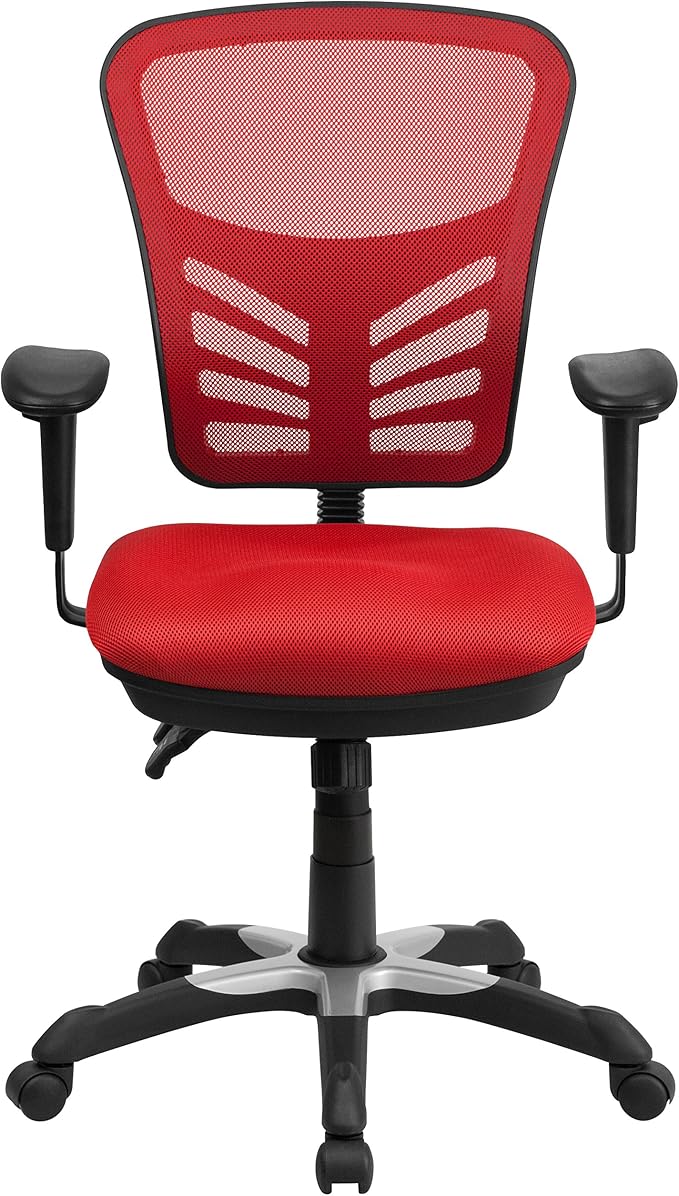 Flash Furniture Mid-Back Mesh Executive Office Chair, Red | Adjustable Armrests, 360° Swivel, Height Adjustable, Commercial Grade - Image 7