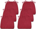 IASEAHK Chair Cushions for Dining Chairs Set of 6, Non Slip Kitchen Chair Pads, 17" x 16" x 2", Indoor Dining Chair Cushions with Ties, D-Shaped Seat Cushions for Kitchen Chairs, Red by IASEAHK