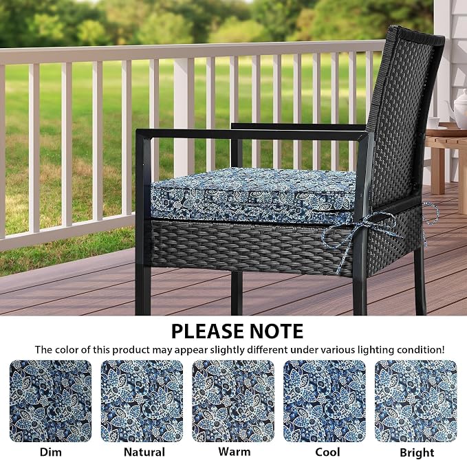 IPYNBAP Outdoor Chair Cushions Set of 4 -Waterproof Outdoor Seat Cushions for Patio Furniture, Patio Chair Cushion with Handle and Ties, Out Door Chair Pads,19x19x3-Square, Green Paisley - Image 7