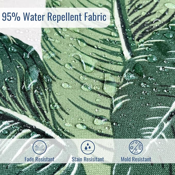 Patio Chair Cushions 19 x 19 x 3 Inch, Outdoor Cushions for Patio Furniture, Water Repellent Outdoor Seat Cushions with Straps Garden Sofa Couch Pads, Set of 2, Swaying Palms Green - Image 5