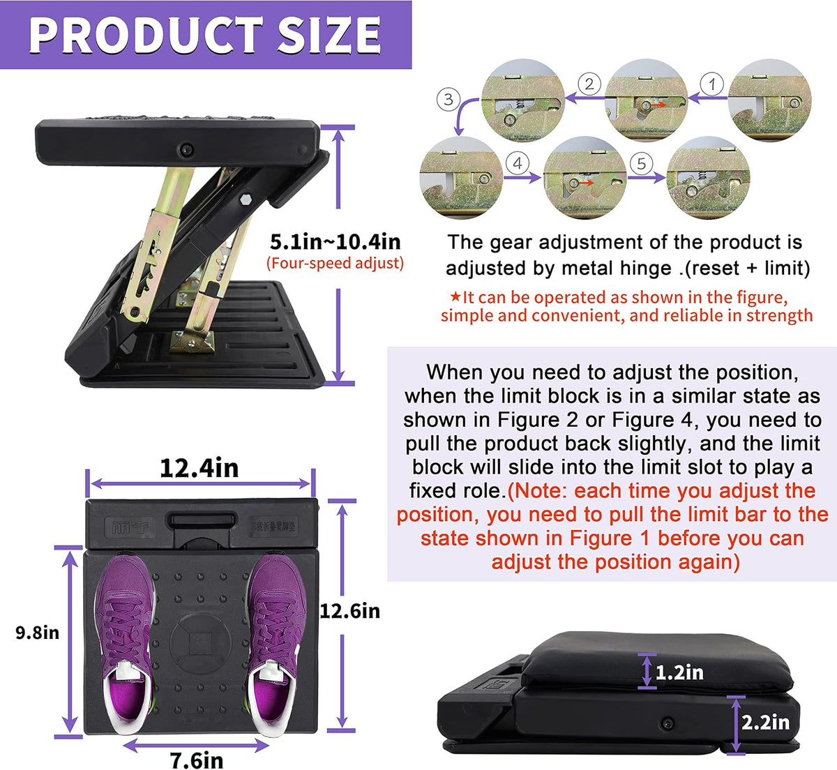 Under Desk Footrest, Multi-Angle Adjustable Foot Stoo, Detachable Cushion - Image 3