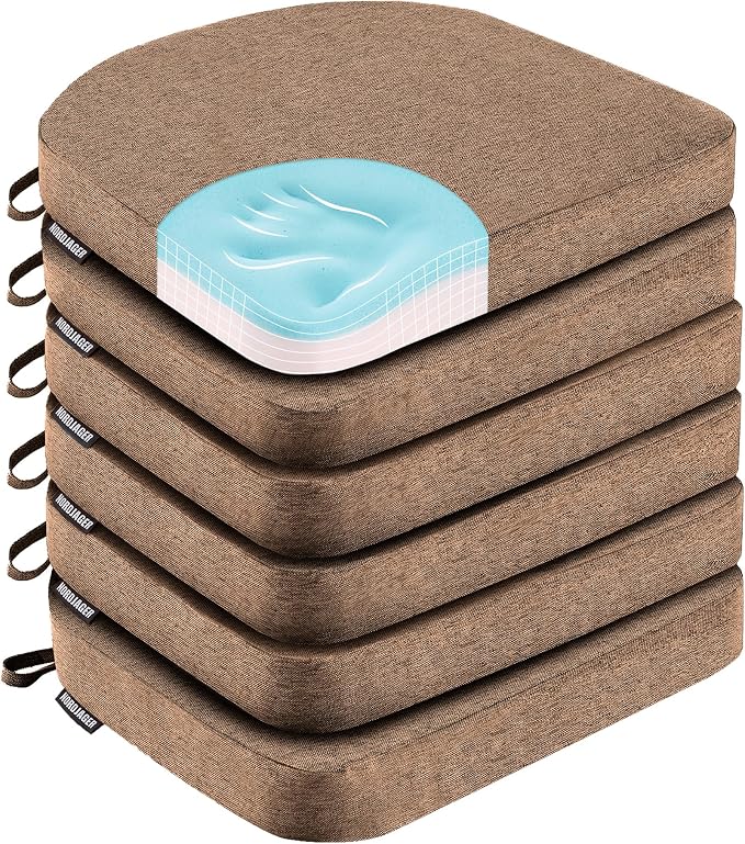 Nordjager Chair Cushions for Dining Chairs, 6 Pack Memory Foam Cushion | 2.5" Thick Chair Cushion; Waterproo Surface with 17" x 16" Size for Kitchen & Dining Chairs, Secure Ties and Washable Cover. by Nordjager