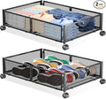 Yecaye Under Bed Storage with Wheels, 2 Pack Under Bed Shoe Storage, Black | Sturdy All-Metal Frame, Foldable, 360° Rolling Wheels, Tool-free Assembly, Underbed Storage Drawers for Shoes, Toys, Clothes by Yecaye
