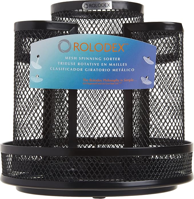 Rolodex Desk Organizer Rotating Office Supply Caddy Mesh Black (6.5" x 6.5" x 6.25") (Pack of 8) - Image 6