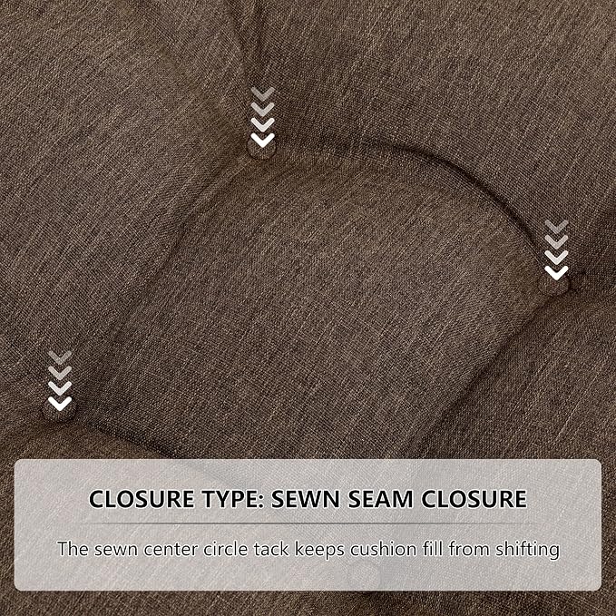 RACE LEAF 17" x 17" Patio Chair Seat Pads Brown - Outdoor/Indoor Patio Cushions Set of 2 - Replacement Cushions for Chairs and Seating - Olefin Seat Pads for Porch, Deck, and Garden Seats - Image 3