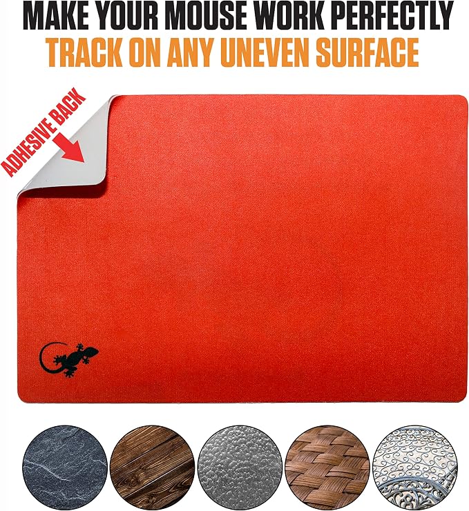 Mouse Pad Adhesive Bottom - Sticks to Any Surface - Portable - Webcam Covers and Screen Cleaner Included (Red) - Image 5