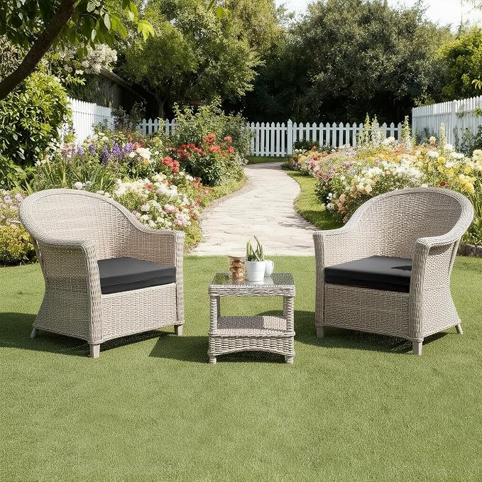 UNIKOME Outdoor Chair Cushions Pack of 4, Water Resistant Patio Cushions with Ties, High Density Sponge Filling Square Corner Seat Cushions for Outdoor Furniture, 18.5"*16"*3", Grey - Image 6
