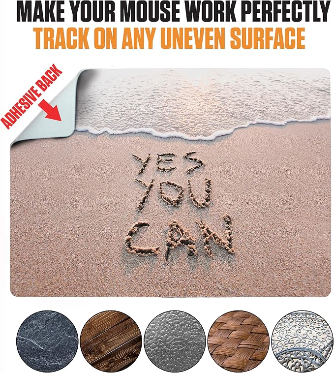 Mouse Pad Adhesive Bottom - Sticks to Any Surface - Portable - Webcam Covers and Screen Cleaner Included (YES You CAN) - Image 4