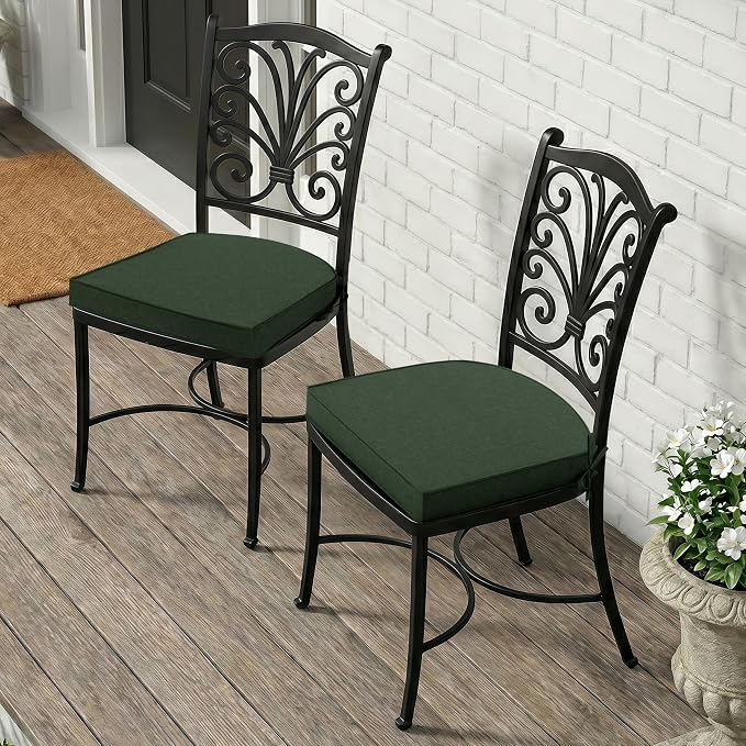 Outdoor Chair Cushions D Shaped, Set of 2, 17 x 16 in, Olive Green | Water Resistant, Fade Resistant, Patio Furniture Seat Chair Pads Replacement with Ties, Non-Slip Bottom, Removable Cover - Image 8